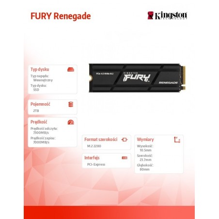 Dysk SSD FURY Renegade 2TB PCI-e 4.0 NVMe 7300/7000 Dysk SSD FURY Renegade 2TB PCI-e 4.0 NVMe 7300/7000