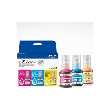 BROTHER BTD100 INK BOTTLE VALUE PK 1XC/M/Y - CEE