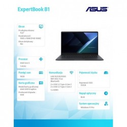 Notebook ExpertBook B1 B1503CVA-S71645X -Core 5 120U/16GB/512GB/15.6 FHD/Win 11 PRO/3YRS Notebook ExpertBook B1 B1503CVA-S71645X -Core 5 120U/16GB/512GB/15.6 FHD/Win 11 PRO/3YRS