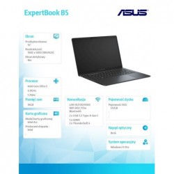 Notebook ExpertBook B5 B5405CCA-LY0125X - ultra 5 225H/16GB/512GB/16 WUXGA/Win 11 Pro/3YRS