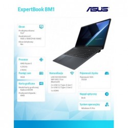 Notebook ExpertBook P3 PM3606CKA-MB0200W - Ryzen R5 7535U/16GB/512GB/15.6 FHD/Win 11 PRO/3YRS Notebook ExpertBook P3 PM3606CKA-MB0200W - Ryzen R5 7535U/16GB/512GB/15.6 FHD/Win 11 PRO/3YRS