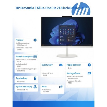 Komputer All-in-One ProStudio 2 G2a R5-40 512GB/16GB/W11P/23.8 D35F2ET Komputer All-in-One ProStudio 2 G2a R5-40 512GB/16GB/W11P/23.8 D35F2ET
