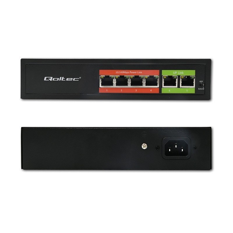 Przełącznik sieciowy SWITCH FAST Ethernet PoE | 4x RJ45 |  2x    RJ45 Uplink | 65W | 10/100Mb/s 