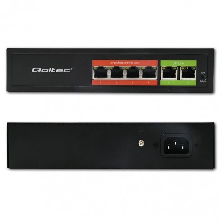 Przełącznik sieciowy SWITCH FAST Ethernet PoE | 4x RJ45 |  2x    RJ45 Uplink | 65W | 10/100Mb/s 