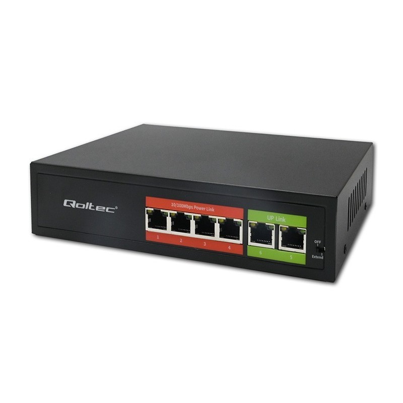 Przełącznik sieciowy SWITCH FAST Ethernet PoE | 4x RJ45 |  2x    RJ45 Uplink | 65W | 10/100Mb/s 