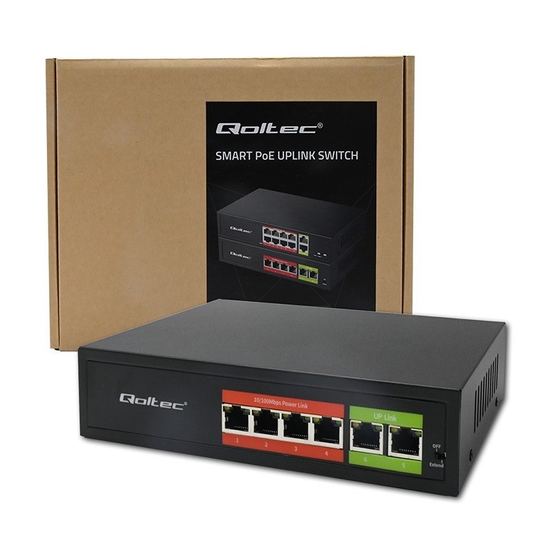 Przełącznik sieciowy SWITCH FAST Ethernet PoE | 4x RJ45 |  2x    RJ45 Uplink | 65W | 10/100Mb/s 