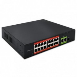 Przełącznik sieciowy SWITCH FAST Ethernet PoE | 16x RJ45 10/100 Mb/s | 2x RJ45 Uplink 1000 Mb/s | 1x SFP 1000Mb/s