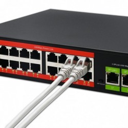 Przełącznik sieciowy SWITCH FAST Ethernet PoE | 16x RJ45 10/100  Mb/s | 2x RJ45 Uplink 1000 Mb/s | 1x SFP 1000Mb/s 