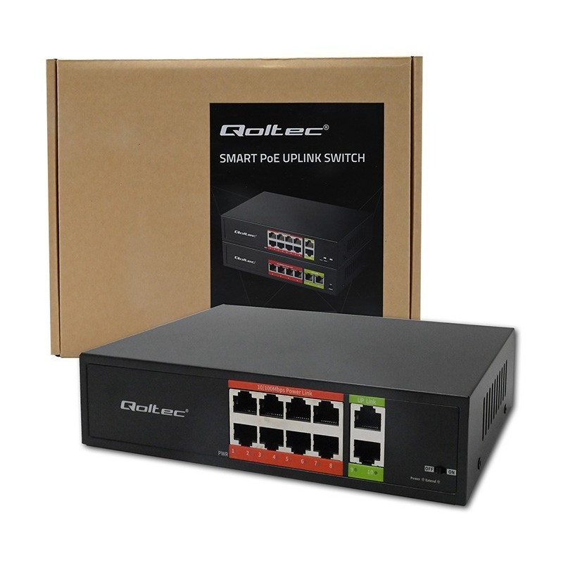 Przełącznik sieciowy SWITCH FAST Ethernet PoE | 8x RJ45 |  2x RJ45 Uplink | 120W | 10/100 Mb/s 