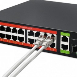 Przełącznik sieciowy SWITCH Gigabit Ethernet PoE | 16x RJ45 | 2x RJ45 Uplink | 2x SFP | 1000 Mb/s Przełącznik sieciowy SWITCH Gigabit Ethernet PoE | 16x RJ45 | 2x RJ45 Uplink | 2x SFP | 1000 Mb/s