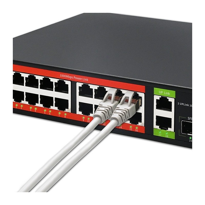 Przełącznik sieciowy SWITCH Gigabit Ethernet PoE | 16x RJ45 | 2x RJ45 Uplink | 2x SFP | 1000 Mb/s Przełącznik sieciowy SWITCH Gigabit Ethernet PoE | 16x RJ45 | 2x RJ45 Uplink | 2x SFP | 1000 Mb/s