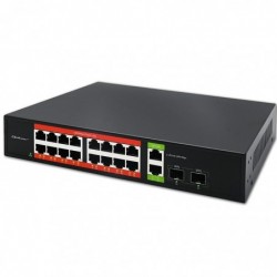 Przełącznik sieciowy SWITCH Gigabit Ethernet PoE | 16x RJ45 | 2x RJ45 Uplink | 2x SFP | 1000 Mb/s Przełącznik sieciowy SWITCH Gigabit Ethernet PoE | 16x RJ45 | 2x RJ45 Uplink | 2x SFP | 1000 Mb/s
