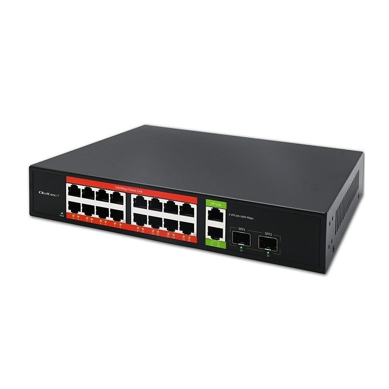 Przełącznik sieciowy SWITCH Gigabit Ethernet PoE | 16x RJ45 | 2x RJ45 Uplink | 2x SFP | 1000 Mb/s Przełącznik sieciowy SWITCH Gigabit Ethernet PoE | 16x RJ45 | 2x RJ45 Uplink | 2x SFP | 1000 Mb/s