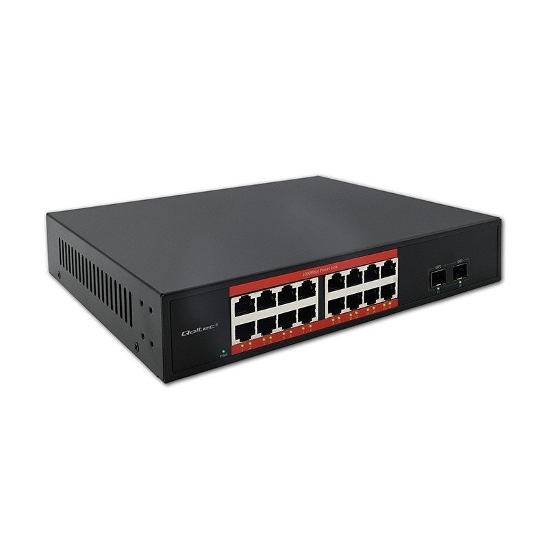 Przełącznik sieciowy SWITCH Gigabit Ethernet PoE | 16x RJ45 | 2x SFP | 1000 Mb/s Przełącznik sieciowy SWITCH Gigabit Ethernet PoE | 16x RJ45 | 2x SFP | 1000 Mb/s