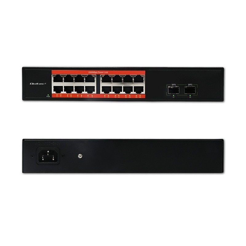 Przełącznik sieciowy SWITCH Gigabit Ethernet PoE | 16x RJ45 | 2x SFP | 1000 Mb/s Przełącznik sieciowy SWITCH Gigabit Ethernet PoE | 16x RJ45 | 2x SFP | 1000 Mb/s