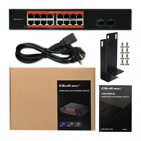 Przełącznik sieciowy SWITCH Gigabit Ethernet PoE | 16x RJ45 | 2x SFP | 1000 Mb/s Przełącznik sieciowy SWITCH Gigabit Ethernet PoE | 16x RJ45 | 2x SFP | 1000 Mb/s