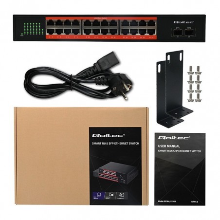 Przełącznik sieciowy SWITCH Gigabit Ethernet PoE | 24x RJ45 | 2x SFP | 1000 Mb/s 