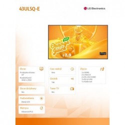 Monitor wielkoformatowy 43UL5Q-E 500cd/m2 UHD 24/7