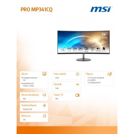Monitor 34 cale PRO MP341CQ CURVED/VA/UWQHD/100Hz Monitor 34 cale PRO MP341CQ CURVED/VA/UWQHD/100Hz