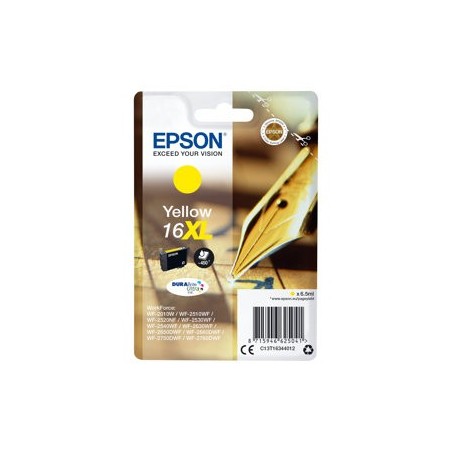 EPSON C13T16344012 Tusz Epson T1634 XL yellow DURABrite 6,5 ml WF-2010/25x0 EPSON C13T16344012 Tusz Epson T1634 XL yellow DURABrite 6,5 ml WF-2010/25x0