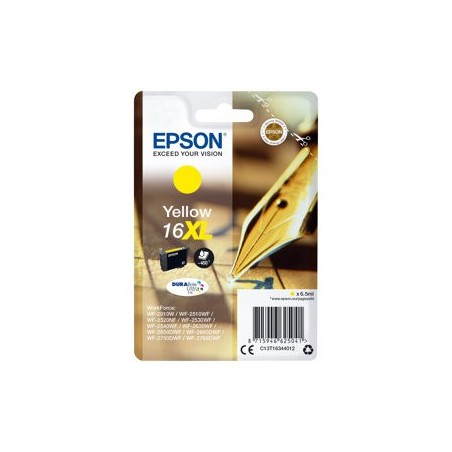 EPSON C13T16344012 Tusz Epson T1634 XL yellow DURABrite 6,5 ml WF-2010/25x0 EPSON C13T16344012 Tusz Epson T1634 XL yellow DURABrite 6,5 ml WF-2010/25x0