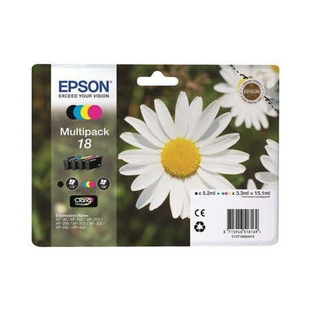 EPSON C13T18064012 Zestaw Epson T1806 CMYK MultiPack XP- 102/202/205/302/305/402/405/405WH EPSON C13T18064012 Zestaw Epson T1806 CMYK MultiPack XP- 102/202/205/302/305/402/405/405WH