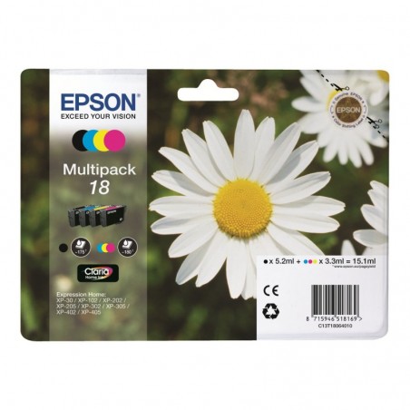 EPSON C13T18064012 Zestaw Epson T1806 CMYK MultiPack XP- 102/202/205/302/305/402/405/405WH EPSON C13T18064012 Zestaw Epson T1806 CMYK MultiPack XP- 102/202/205/302/305/402/405/405WH