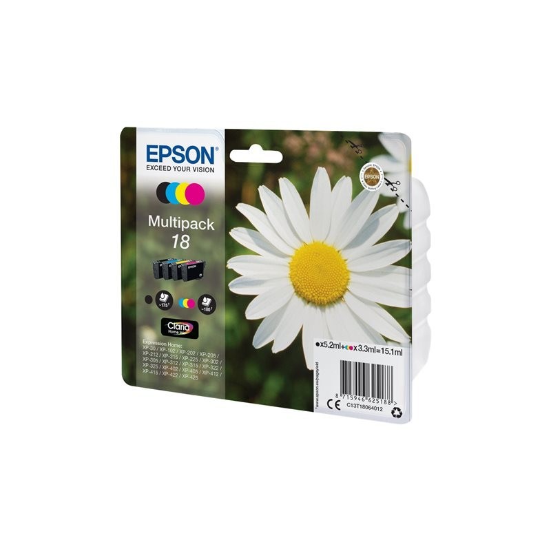 EPSON C13T18064012 Zestaw Epson T1806 CMYK MultiPack XP- 102/202/205/302/305/402/405/405WH EPSON C13T18064012 Zestaw Epson T1806 CMYK MultiPack XP- 102/202/205/302/305/402/405/405WH