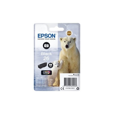 EPSON C13T26114012 Tusz Epson T2611 photo black 4,7 ml XP-600/700/800 EPSON C13T26114012 Tusz Epson T2611 photo black 4,7 ml XP-600/700/800