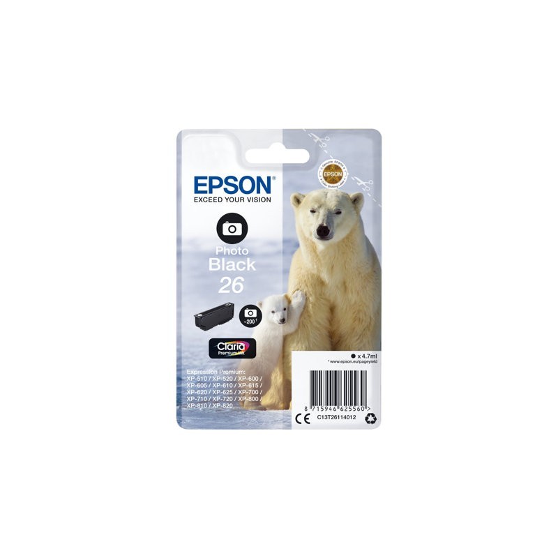 EPSON C13T26114012 Tusz Epson T2611 photo black 4,7 ml XP-600/700/800 EPSON C13T26114012 Tusz Epson T2611 photo black 4,7 ml XP-600/700/800