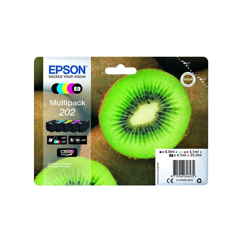 EPSON C13T02E74010 Tusz Epson Kiwi Multipack 202 CMYK+photo black Claria Premium