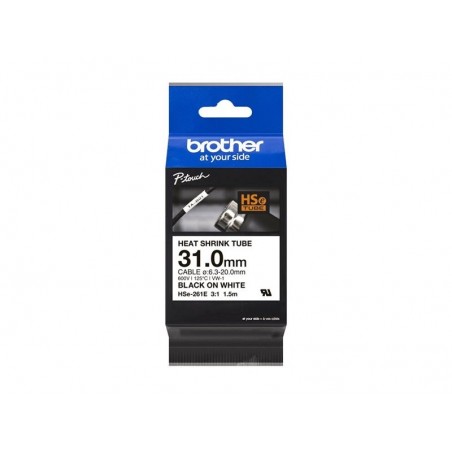BROTHER Heat Shrink Tube Black on White 31.0mm