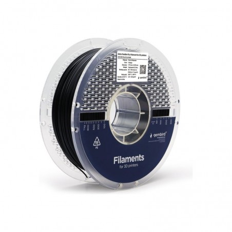 GEMBIRD Filament PLA ekstra elastyczny czarny 175 mm 1kg