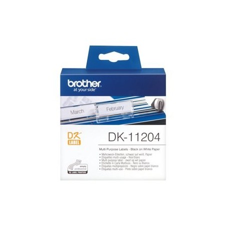BROTHER DK11204 Taśma Brother samoprzylepne etykiety papierowe (termiczne) 17x54mm, 400 szt.