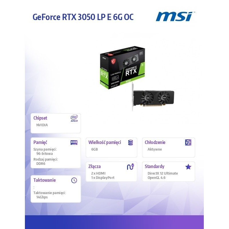 Karta graficzna GeForce RTX 3050 LP E 6G OC