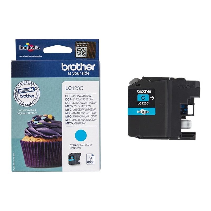 BROTHER LC123C Tusz Brother LC123C cyan 600str MFC-J4510DW / DCP-J4110DW / MFC-J470DW