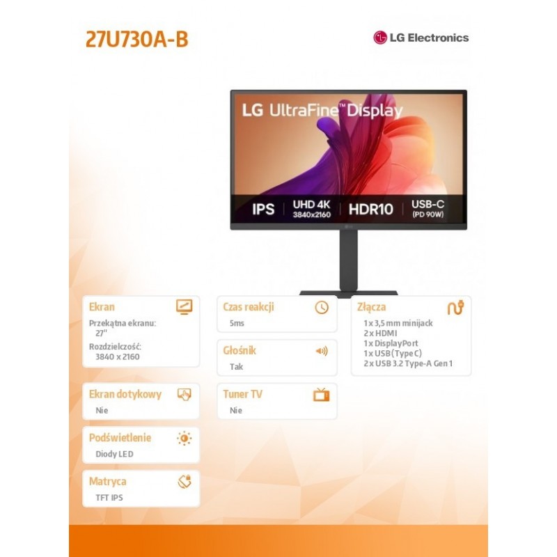 Monitor 27 cali 27U730A-B Monitor 27 cali 27U730A-B