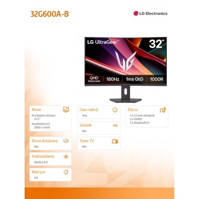 Monitor zakrzywiony 32 cale 32G600A-B Monitor zakrzywiony 32 cale 32G600A-B