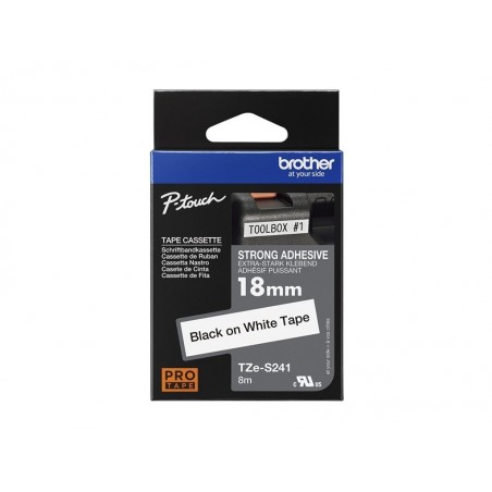 BROTHER TZES241 Tape Brother 18mm BLACK ON WHITE ADHESIVE TAPE BROTHER TZES241 Tape Brother 18mm BLACK ON WHITE ADHESIVE TAPE
