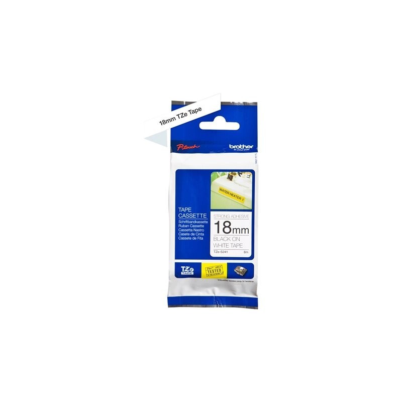 BROTHER TZES241 Tape Brother 18mm BLACK ON WHITE ADHESIVE TAPE BROTHER TZES241 Tape Brother 18mm BLACK ON WHITE ADHESIVE TAPE