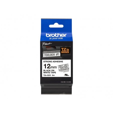 BROTHER TZeS231 Taśma Brother 12mm BLACK ON WHITE ADHESIVE TAPE BROTHER TZeS231 Taśma Brother 12mm BLACK ON WHITE ADHESIVE TAPE