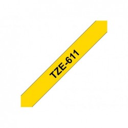 BROTHER TZe611 Taśma Brother 6mm BLACK ON YELLOW BROTHER TZe611 Taśma Brother 6mm BLACK ON YELLOW
