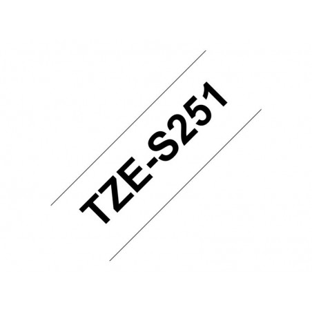 BROTHER TZES251 Tape Brother 24mm BLACK ON WHITE ADHESIVE TAPE BROTHER TZES251 Tape Brother 24mm BLACK ON WHITE ADHESIVE TAPE