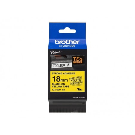 BROTHER TZES641 Taśma Brother 18mm BLACK ON YELLOW ADHESIVE TAPE BROTHER TZES641 Taśma Brother 18mm BLACK ON YELLOW ADHESIVE TAPE