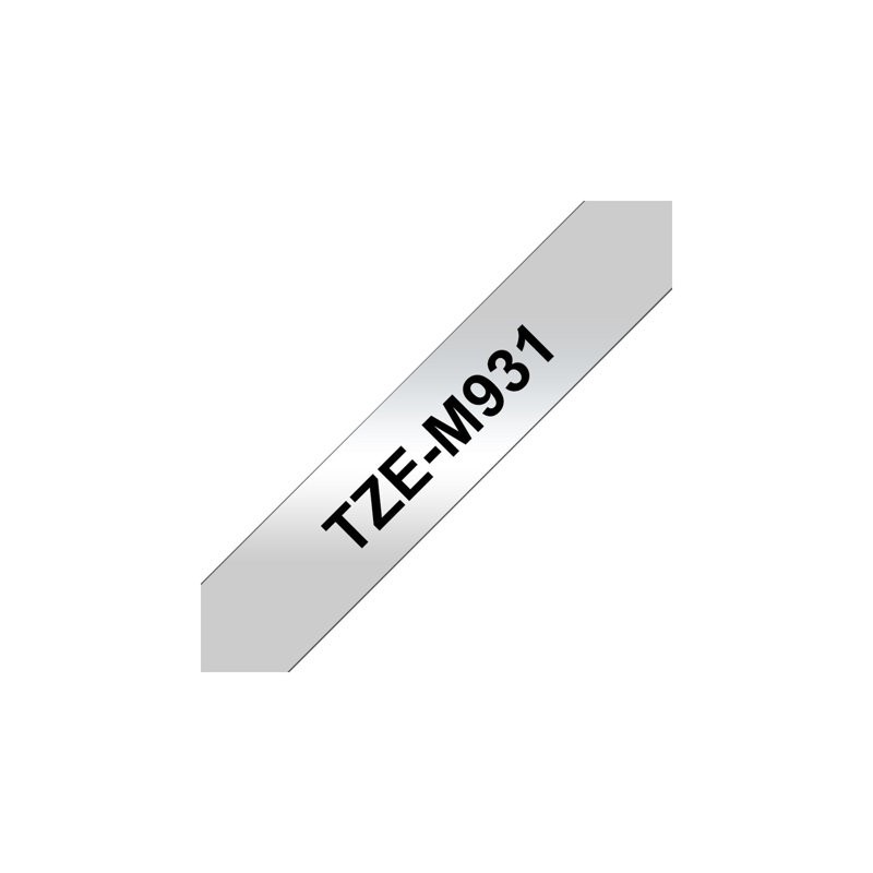 BROTHER TZEM931 Taśma Brother 12mm BLACK ON SILVER (MAT) TAPE / METALIC BROTHER TZEM931 Taśma Brother 12mm BLACK ON SILVER (MAT) TAPE / METALIC