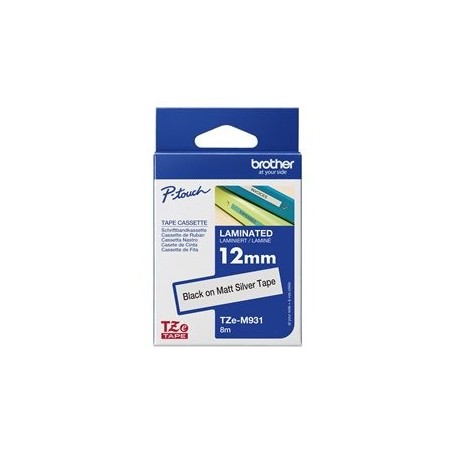 BROTHER TZEM931 Taśma Brother 12mm BLACK ON SILVER (MAT) TAPE / METALIC BROTHER TZEM931 Taśma Brother 12mm BLACK ON SILVER (MAT) TAPE / METALIC