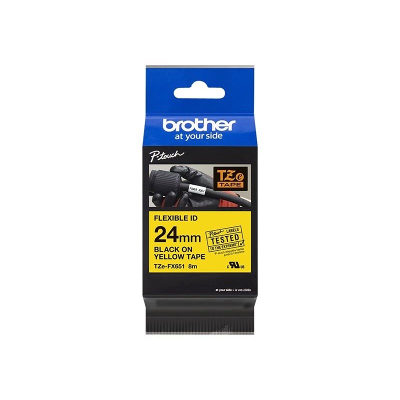 BROTHER TZEFX651 Taśma Brother 24mm BLACK ON YELLOW FLEXIBLE ID BROTHER TZEFX651 Taśma Brother 24mm BLACK ON YELLOW FLEXIBLE ID