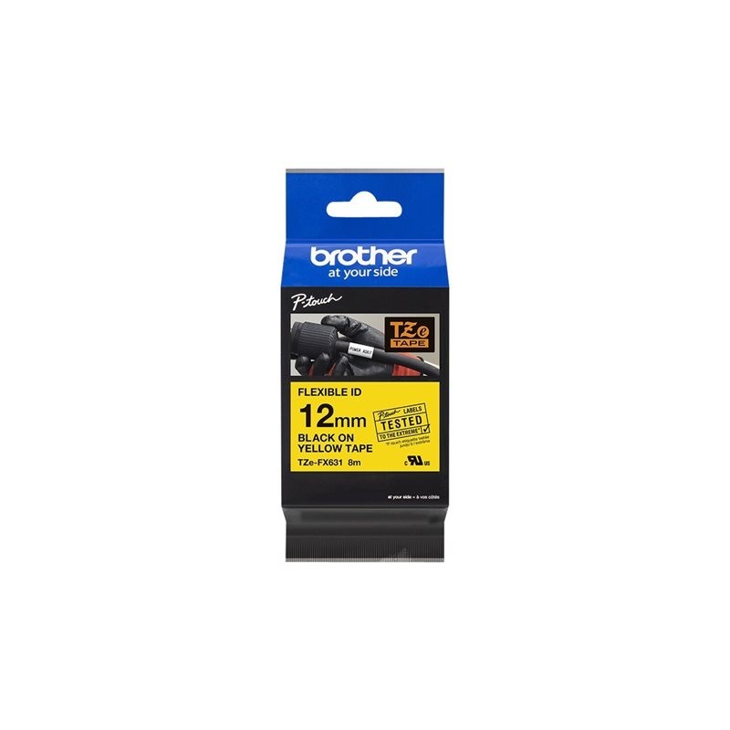 BROTHER TZEFX631 Taśma Brother 12mm BLACK ON YELLOW FLEXIBLE ID BROTHER TZEFX631 Taśma Brother 12mm BLACK ON YELLOW FLEXIBLE ID