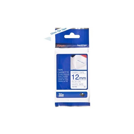 BROTHER TZEFA3 Tape Brother 12mm BLUE ON white fabric BROTHER TZEFA3 Tape Brother 12mm BLUE ON white fabric