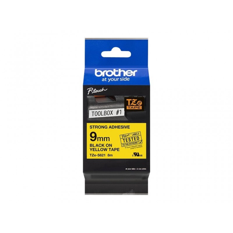 BROTHER TZeS621 Taśma Brother 9mm BLACK ON YELLOW ADHESIVE TAPE BROTHER TZeS621 Taśma Brother 9mm BLACK ON YELLOW ADHESIVE TAPE